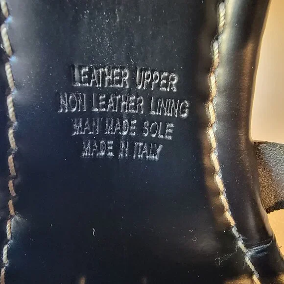 Anthropologie Silent D Italian Black Leather Wooden Fisherman Heels Sz 41 - Picture 11 of 11